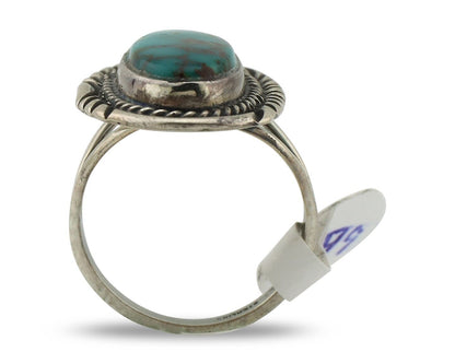 Navajo Ring .925 Silver Blue Gem Turquoise Artist Signed M Begay C.80's