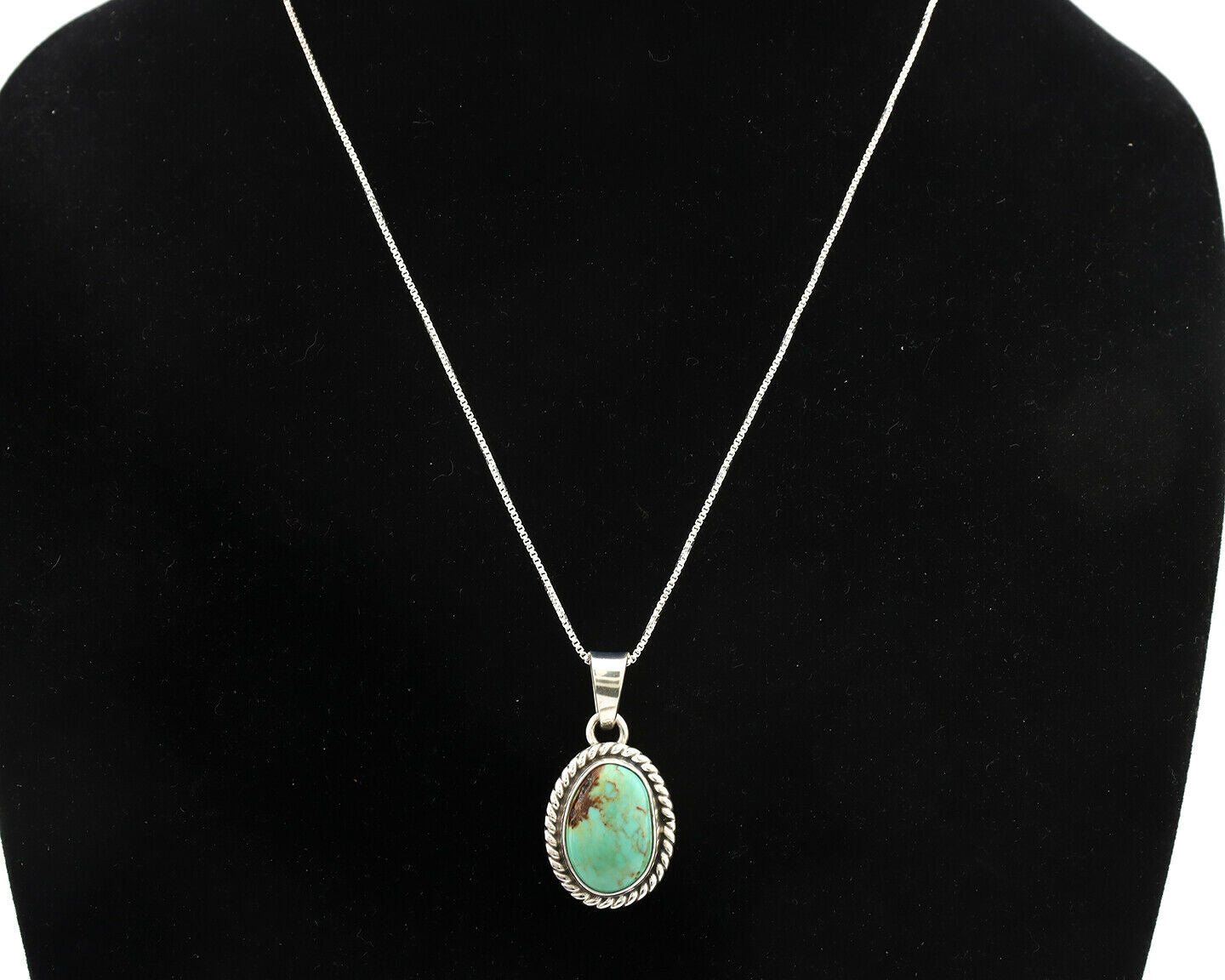 Navajo Necklace .925 Silver Kingman Turquoise Signed Gecko C.80's