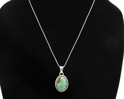 Navajo Necklace .925 Silver Kingman Turquoise Signed Gecko C.80's