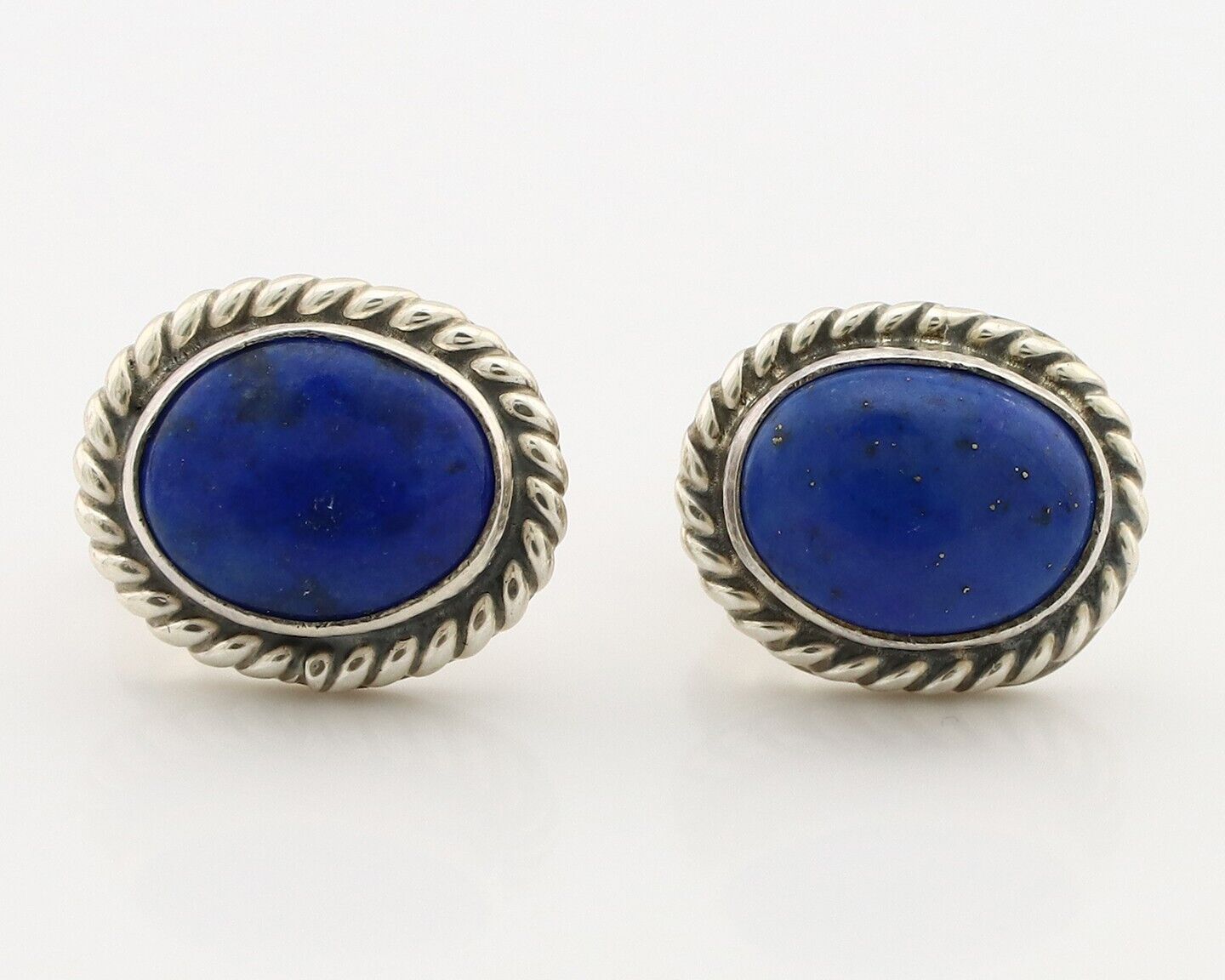 Navajo Earrings 925 Silver Natural Mined Lapis Native American Artist C80s
