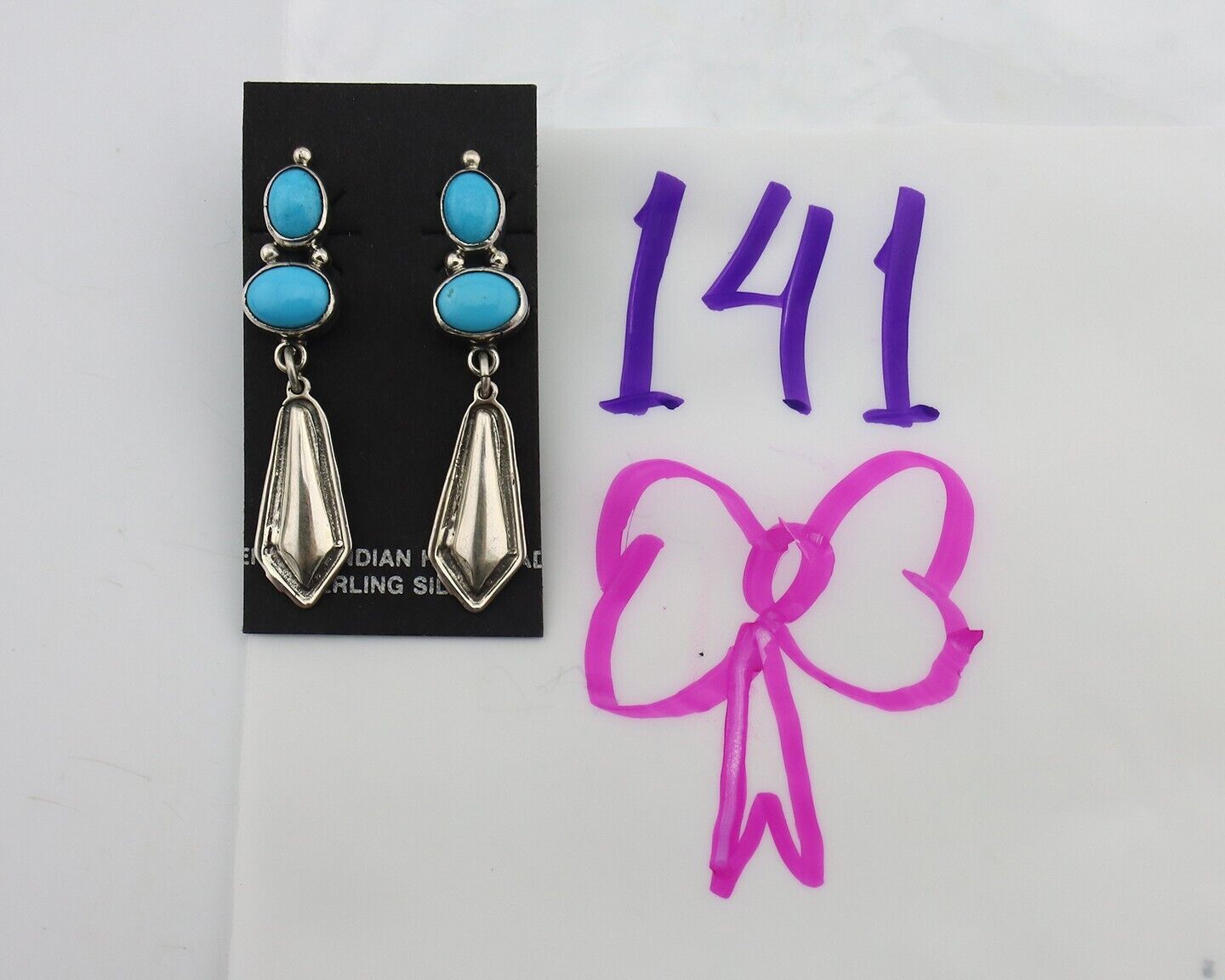 Navajo Earrings 925 Silver Natural Blue Turquoise Native American Earrings C80's