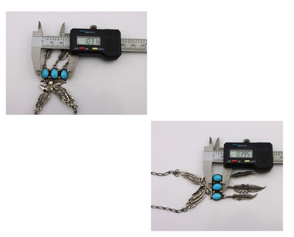 Navajo Necklace 925 Silver Sleeping Beauty Turquoise Artist Signed RB C.80's