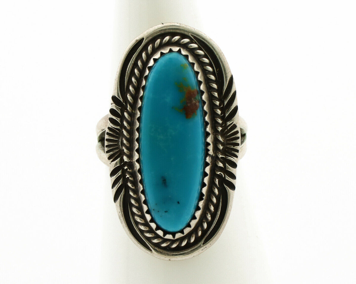 Navajo Ring .925 Silver Nevada Turquoise Native American Artist C.1980's