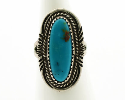 Navajo Ring .925 Silver Nevada Turquoise Native American Artist C.1980's