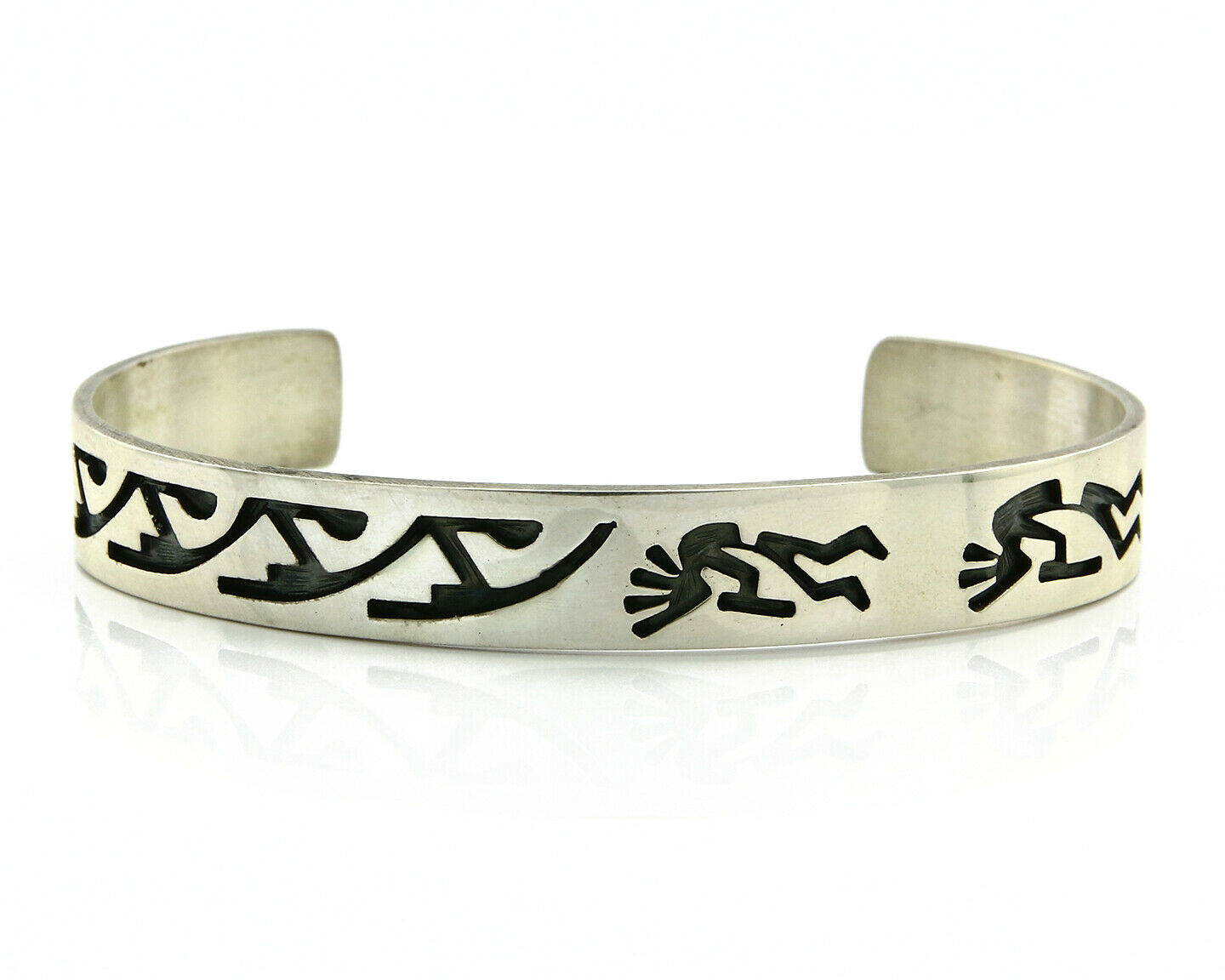 Navajo Bracelet Overlay Design .925 SOLID Sterling Silver Signed Artist SC C.80s