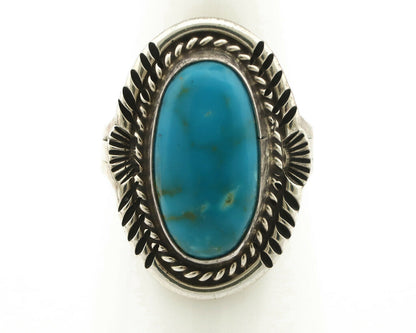 Navajo Ring .925 Silver Turquoise Mountain Signed M Begay C.80's