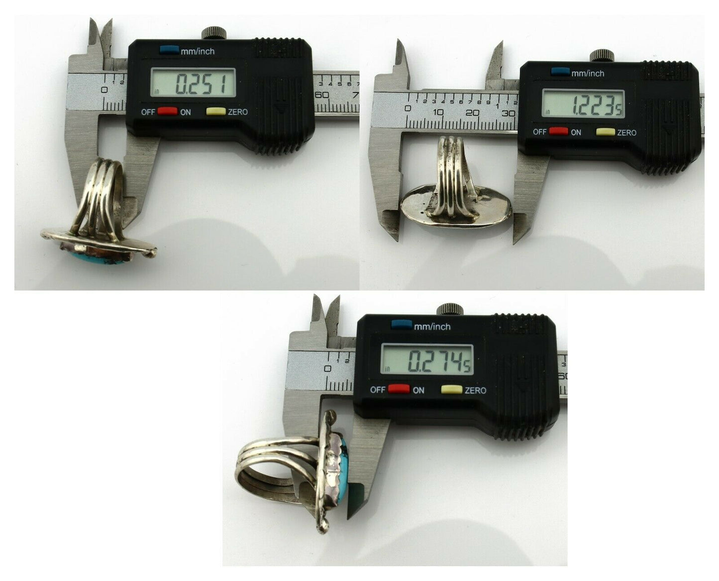 Navajo Ring .925 Silver Blue Turquoise Artist Signed V&N EDSITTY C.80's