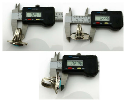 Navajo Ring .925 Silver Blue Turquoise Artist Signed V&N EDSITTY C.80's