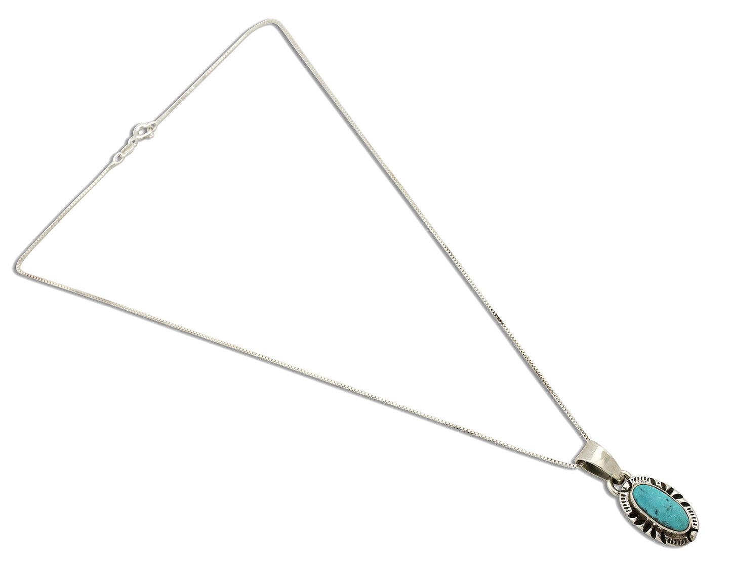 Navajo Necklace 925 Silver Kingman Turquoise Artist Signed Gecko C.80's