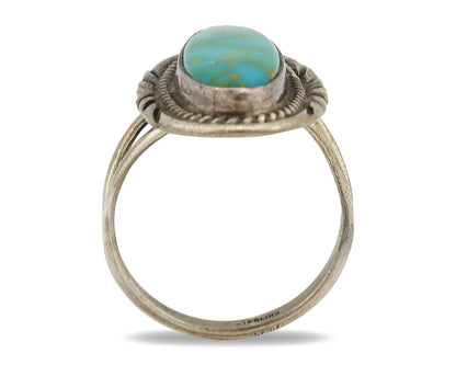 Navajo Ring .925 Silver Nevada Turquoise Native American Artist C.1980's