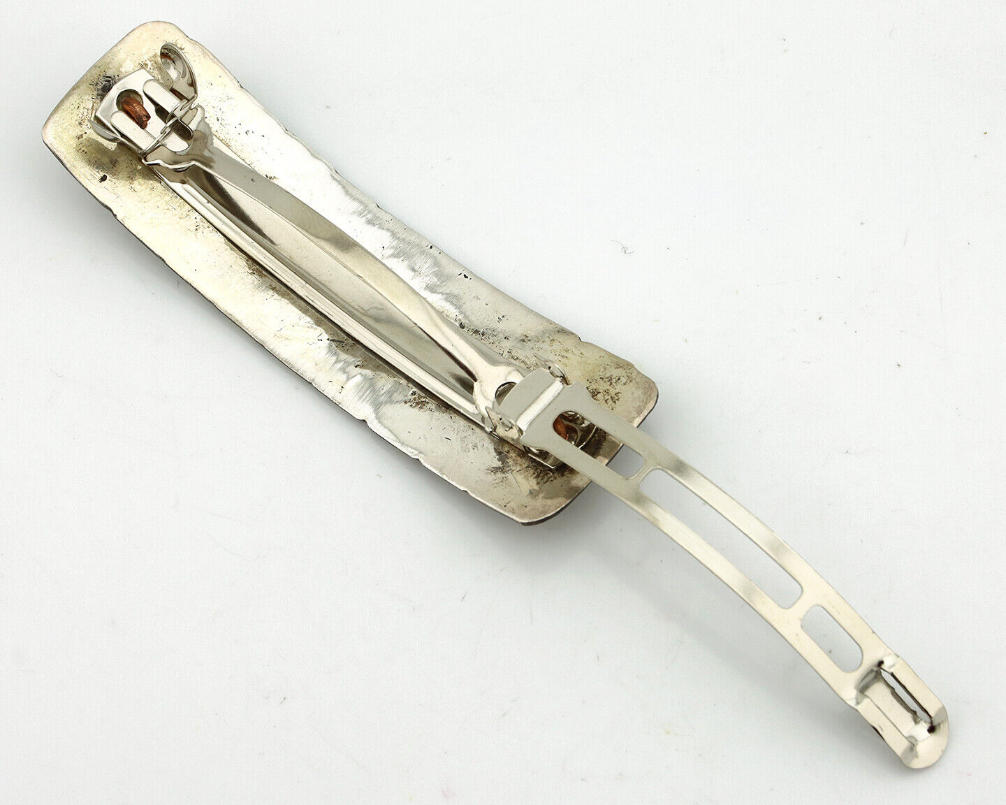 Women's Navajo Hair Clip Barrette .925 Silver Hand Stamped Native Artist C.80's