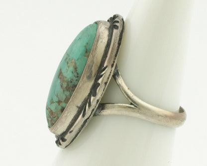 Navajo Ring .925 Silver Natural Turquoise Artist Signed Native American C.80's