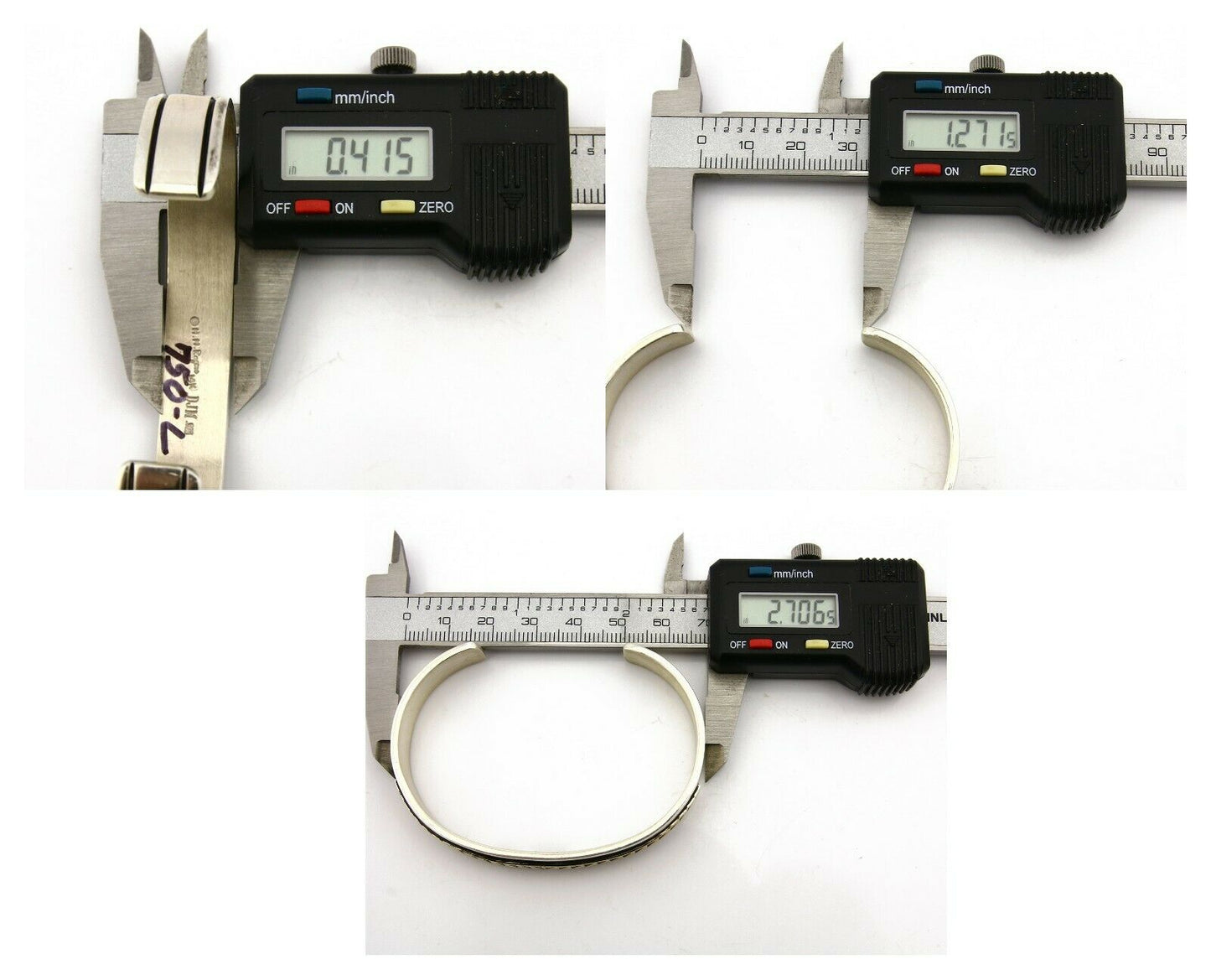 Navajo Bracelet .925 Silver SOLID 14k Yellow Gold Signed MM Rogers & DJM C80-90s