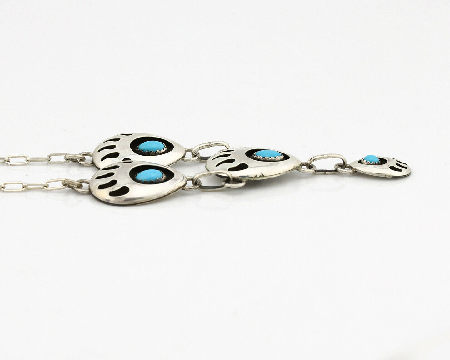 Navajo Necklace .925 Silver Sleeping Beauty Turquoise K Chavez C.80's