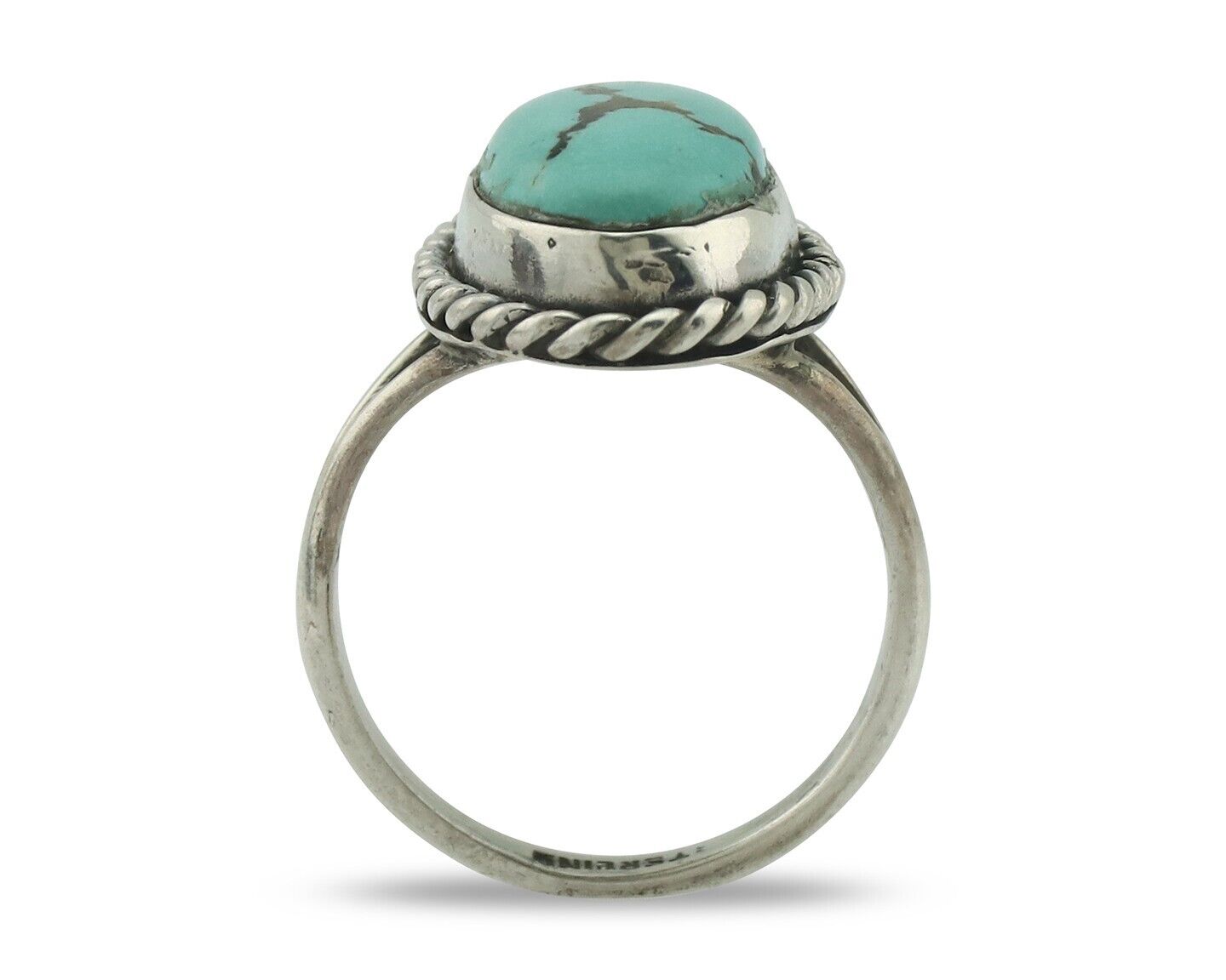 Navajo Ring .925 Silver Natural Blue Turquoise Native American Artist C.80's