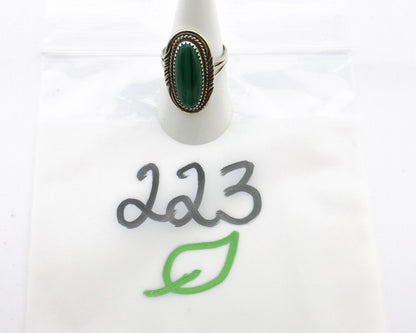 Navajo Ring 925 Silver Natural Malachite Artist Signed William Denetdale C.80's