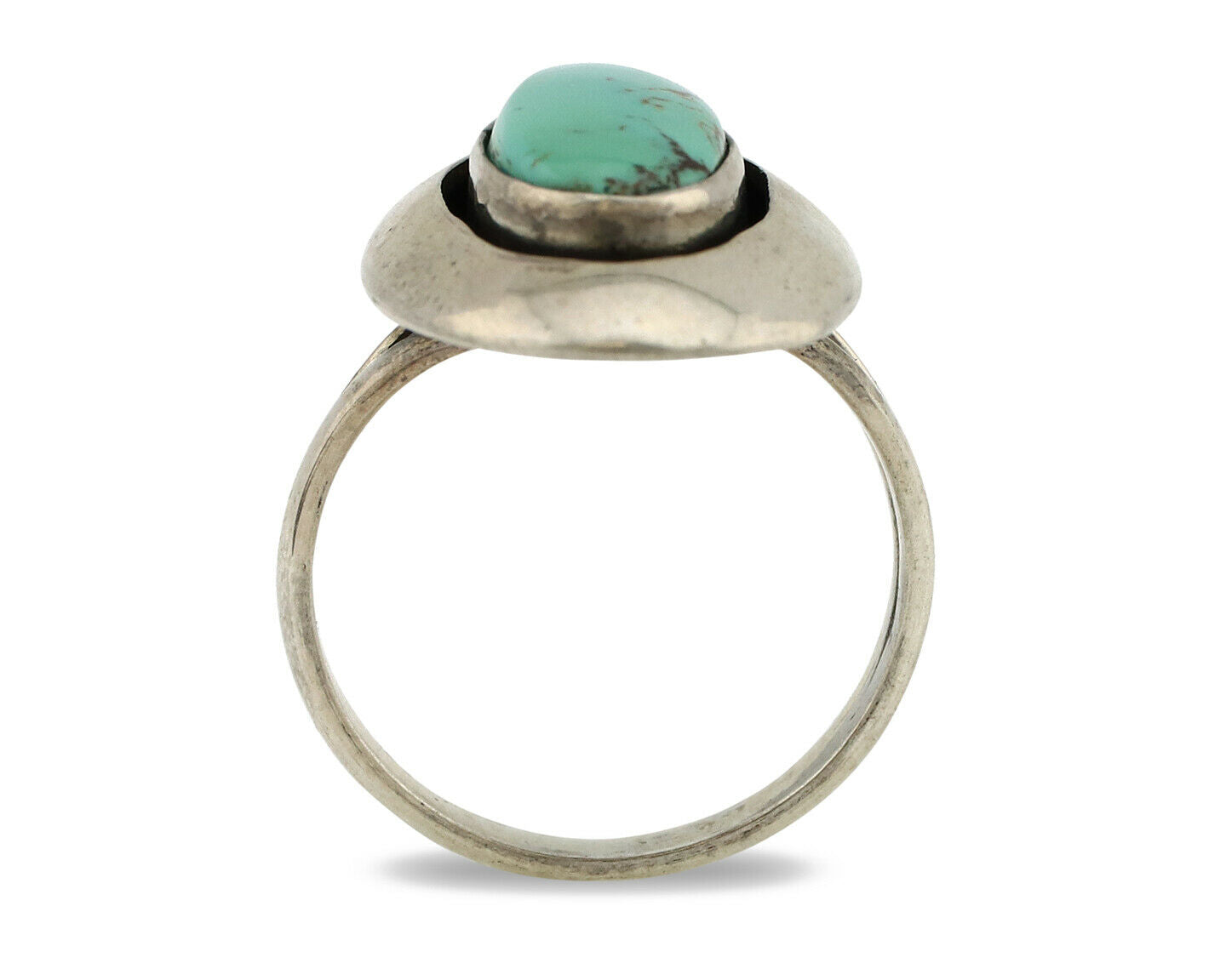 Navajo Shadow Box Ring .925 Silver Blue Turquoise Signed M Montoya C80s