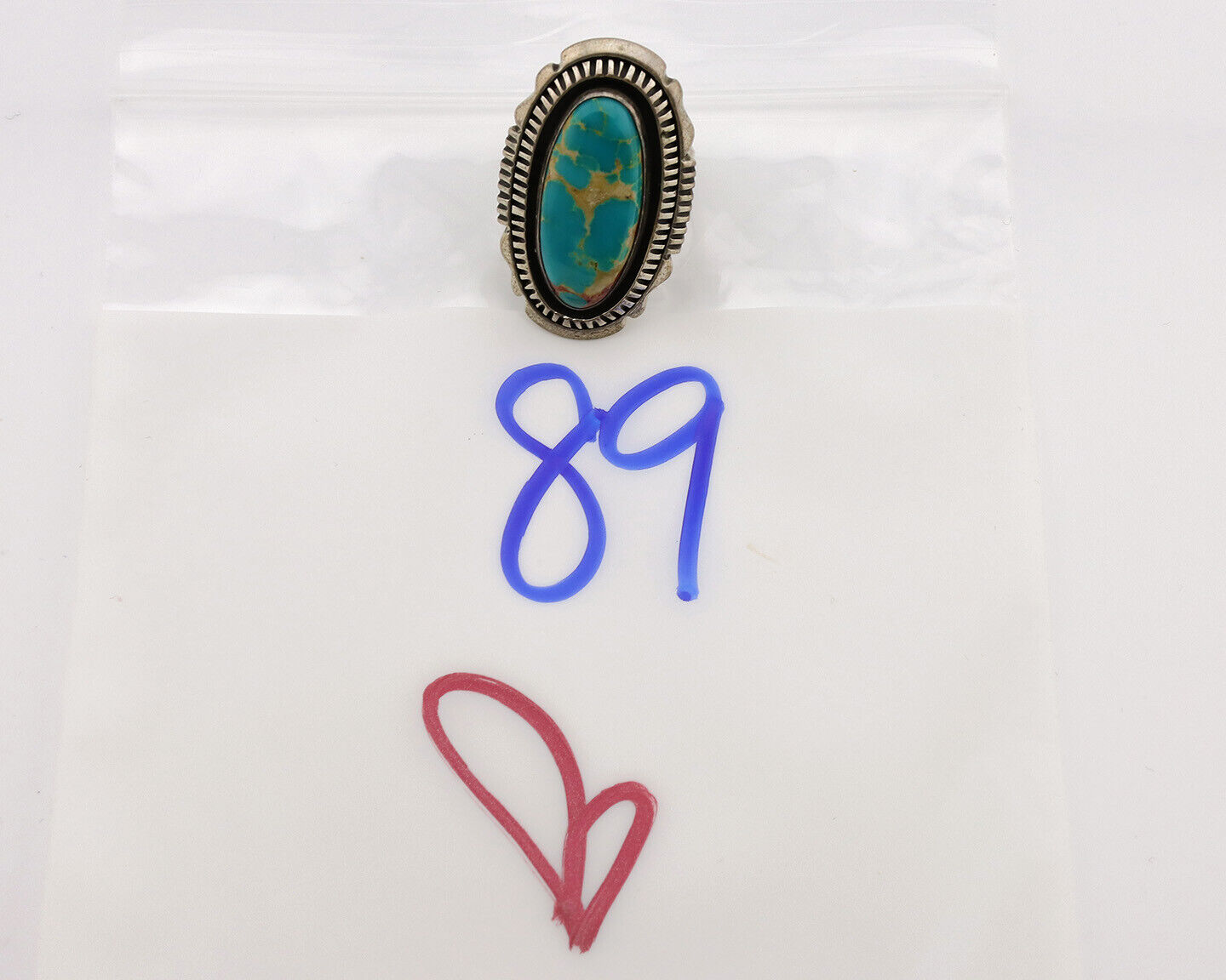 Navajo Ring .925 Silver Nevada Turquoise Native American Artist C.1980's