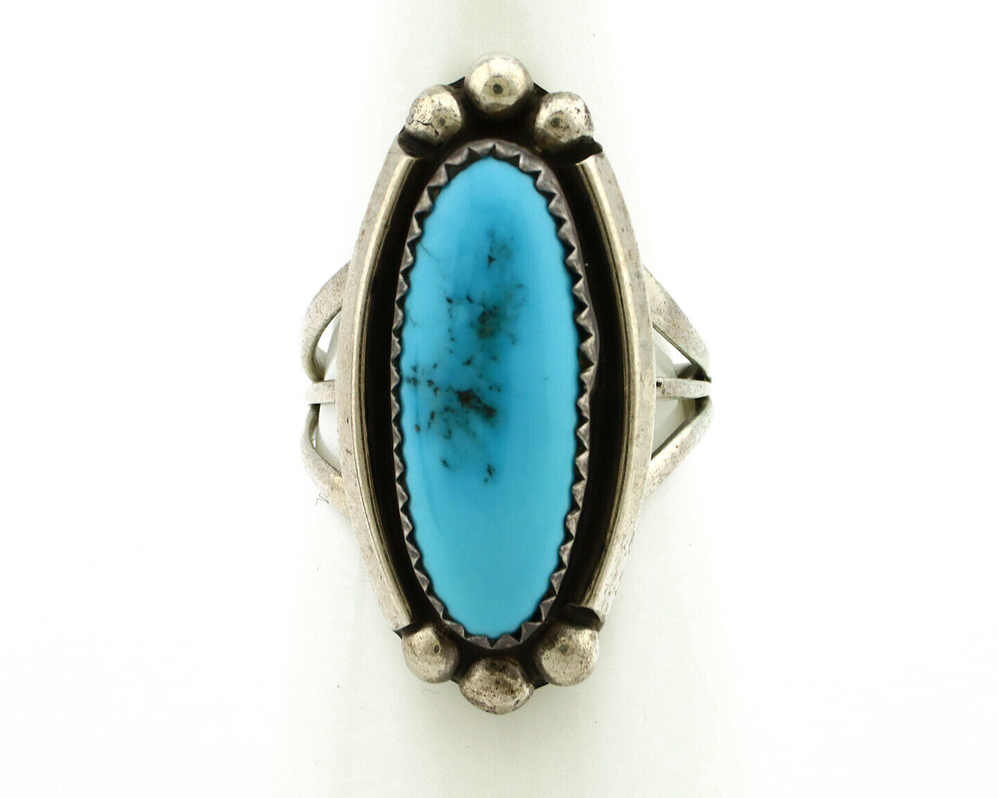 Navajo Ring .925 Silver Natural Blue Turquoise Native Artist SC C.80's