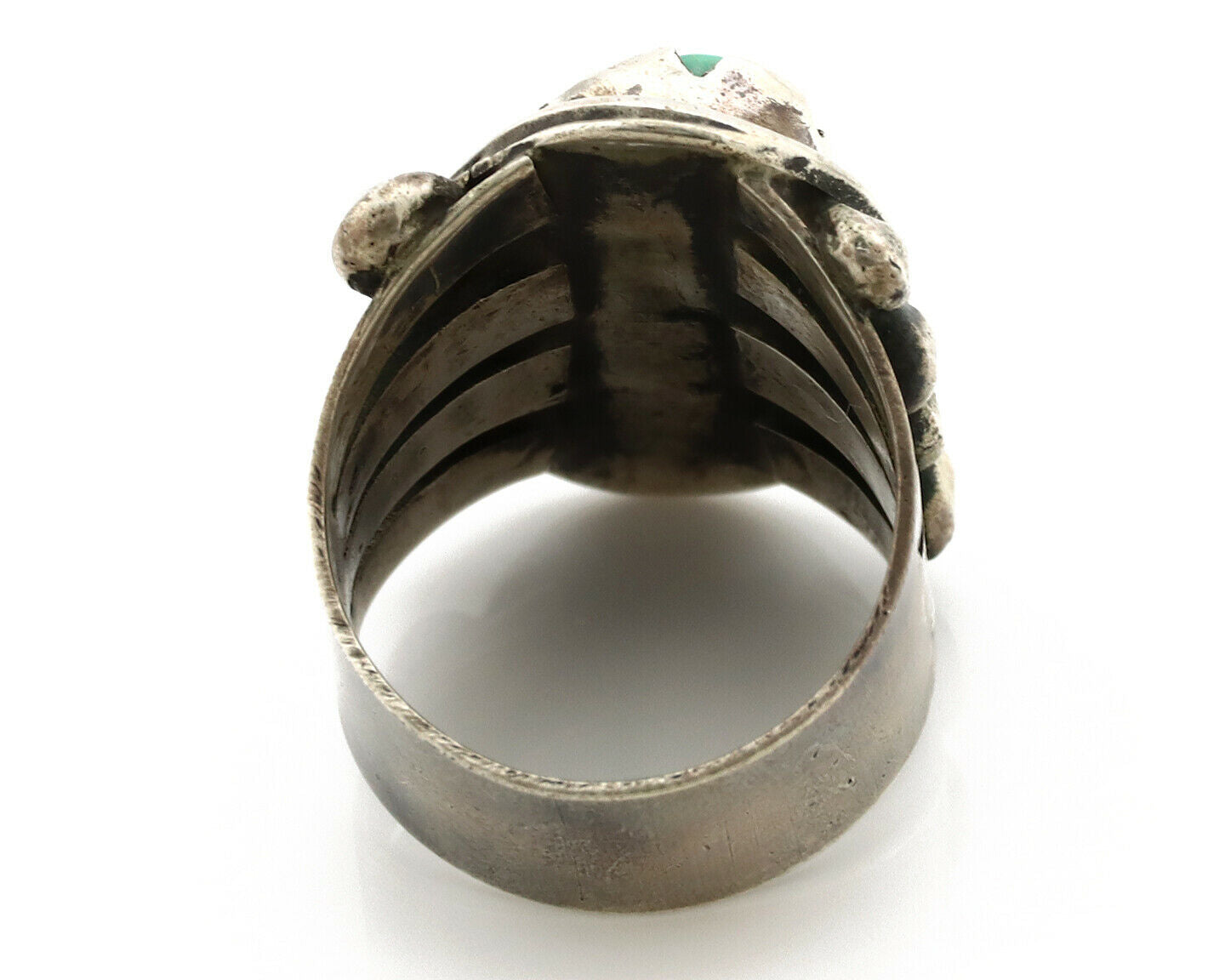 Navajo Ring .925 Silver Morenci Turquoise Native American Artist C80s