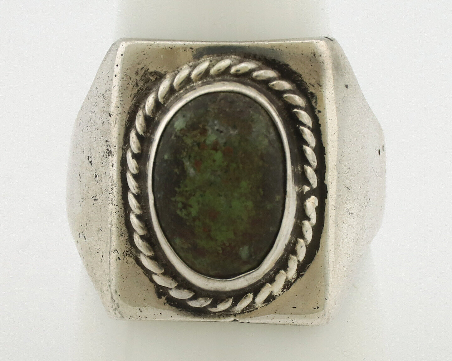 Navajo Ring .925 Silver Green Turquoise Handmade Native American Artist C.1980s