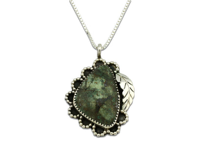 Navajo Necklace .925 Silver Variscite Signed JR C.1980's