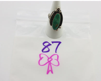 Navajo Ring .925 Silver Blue Gem Turquoise Artist Signed C.80's