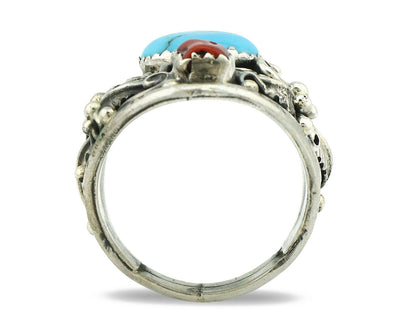 Navajo Ring .925 Silver Natural Blue Turquoise Native American Artist C.80's