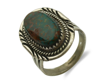 Navajo Ring .925 Silver Nevada Turquoise Native American Artist C.1980's