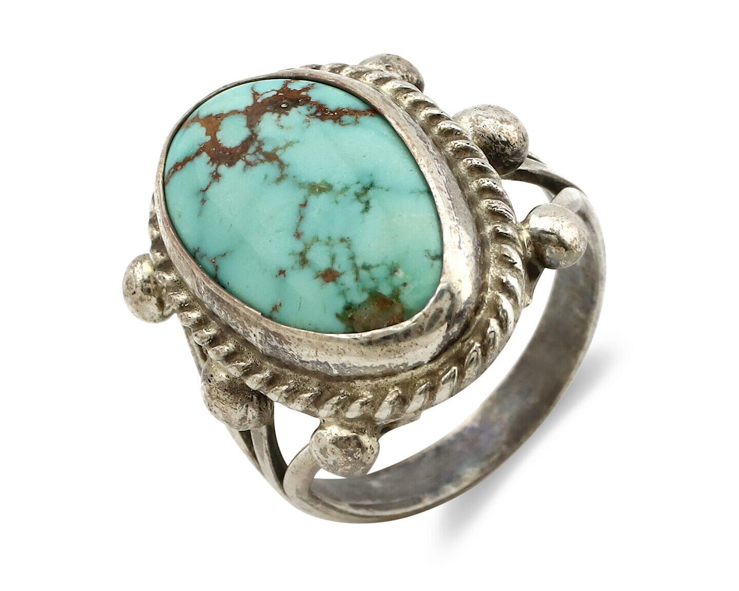 Navajo Ring .925 Silver Blue Southwest Turquoise Native American Artist C80s