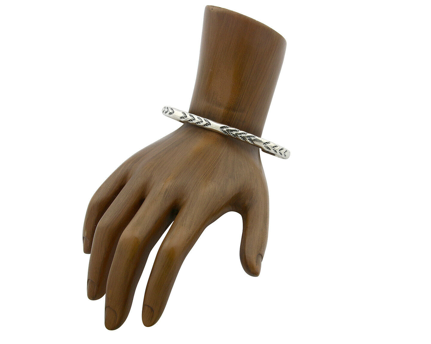 Navajo Bracelet .925 Silver Hand Stamped Arrow Head Artist I Montoya C80s