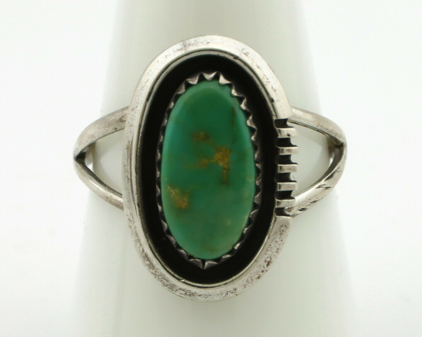 Navajo Ring .925 Silver Green Turquoise Native American Artist Handmade C.80's