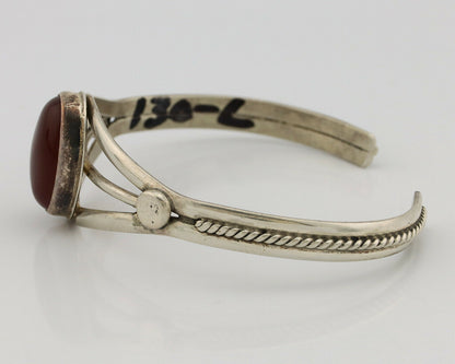 Navajo Bracelet .925 Silver Natural Carnelian Native American C.90's