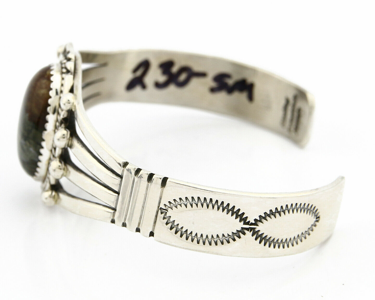 Navajo Bracelet 925 SOLID Silver Natural Jasper Artist William Denetdale C80s