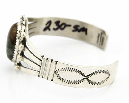 Navajo Bracelet 925 SOLID Silver Natural Jasper Artist William Denetdale C80s