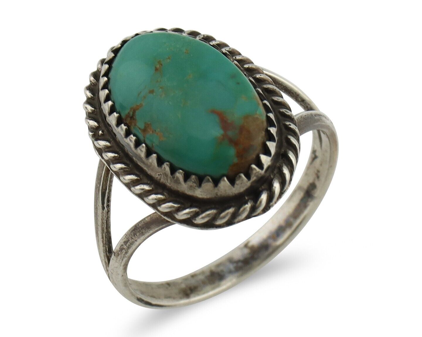 Navajo Handmade Ring 925 Silver Kingman Turquoise Artist Signed MC C.80's