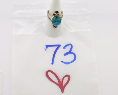 Navajo Ring .925 Silver Nevada Turquoise Native American Artist C.1980's