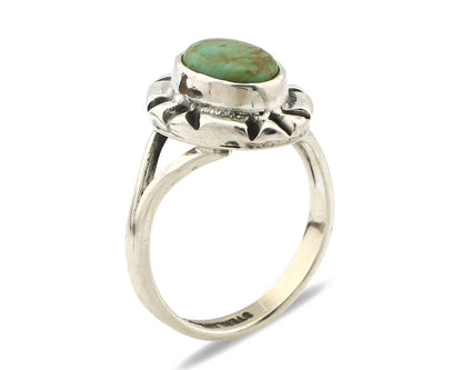 Navajo Ring .925 Silver Kingman Turquoise Artist Signed Gecko C.90's