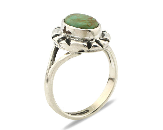 Navajo Ring .925 Silver Kingman Turquoise Artist Signed Gecko C.90's