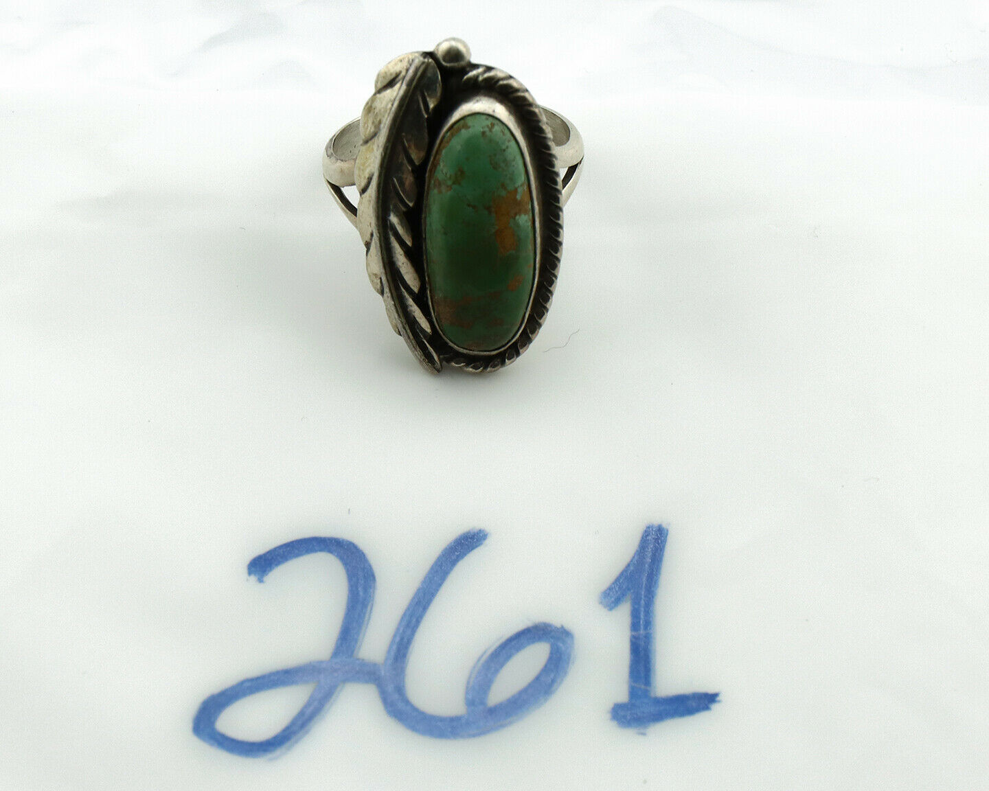 Navajo Ring .925 Silver Manassas Turquoise Signed Artist Apache C.80's