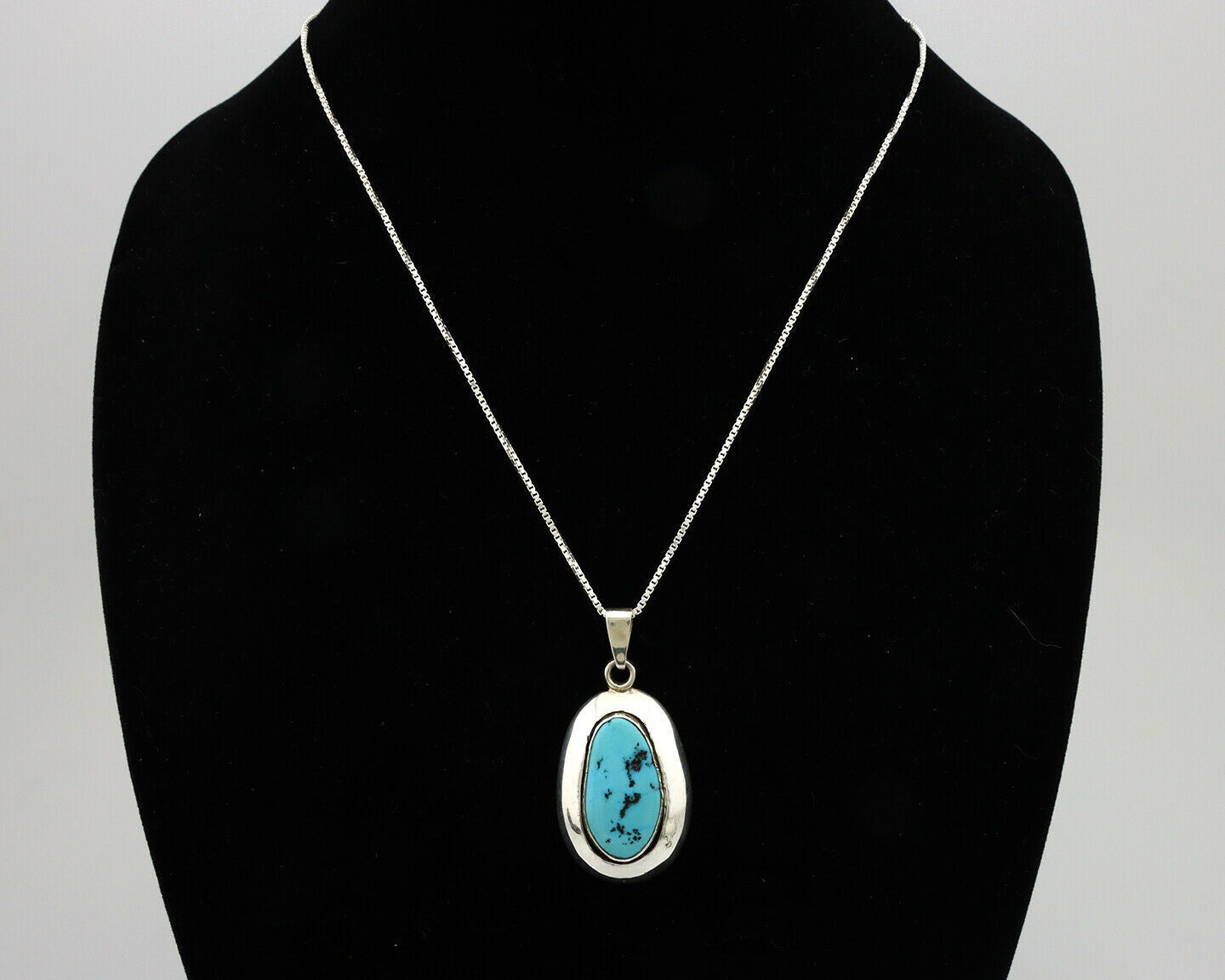 Navajo Necklace .925 Silver Sleeping Beauty Turquoise Signed C Montoya C.80's