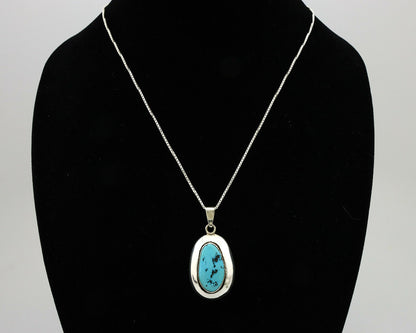 Navajo Necklace .925 Silver Sleeping Beauty Turquoise Signed C Montoya C.80's