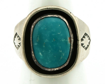 Navajo Ring .925 Silver Blue Gem Turquoise Native American Artist C.80's
