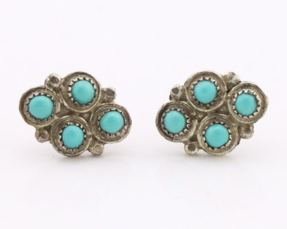 Zuni Earrings 925 Silver Sleeping Beauty Turquoise Native American Artist C.80's