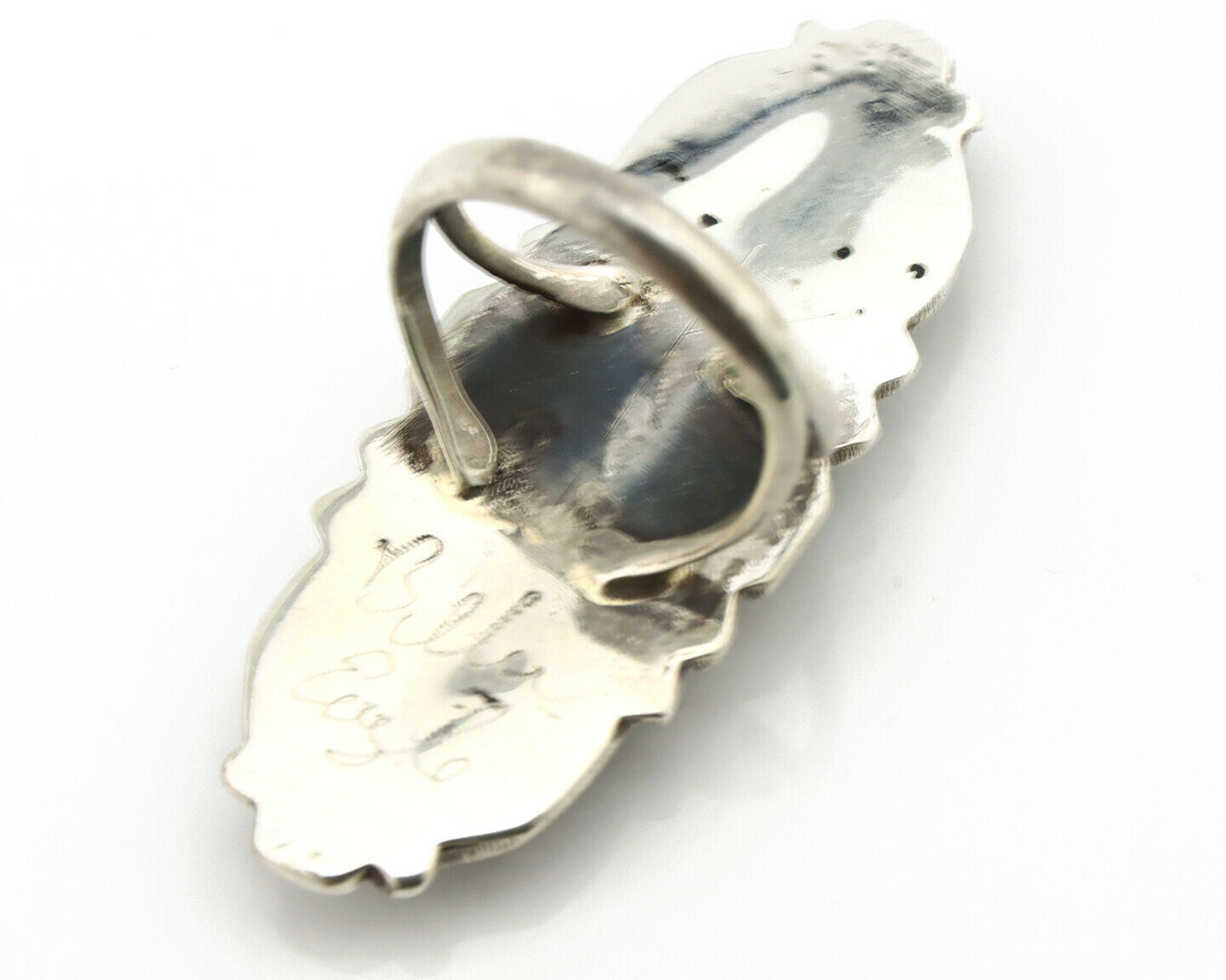 Navajo Ring .925 Silver Green Turquoise Signed Billy Eagle C.80's