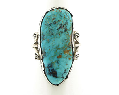 Navajo Ring 925 Silver Natural Blue Turquoise Native American Artist C.1980's