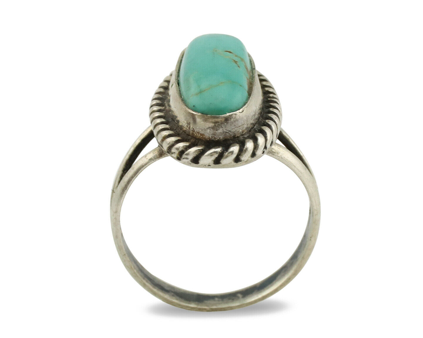 Navajo Ring .925 Silver Kingman Turquoise Native American Artist C.1980's