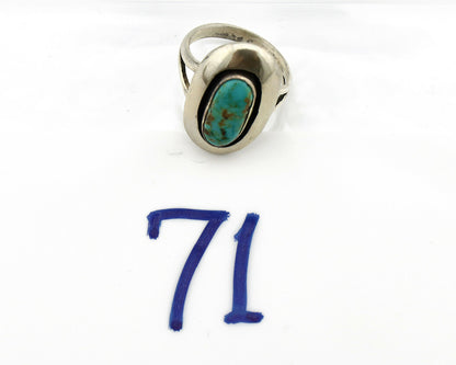 Navajo Shadow Box Ring .925 Silver Blue Turquoise Signed M Montoya C80s
