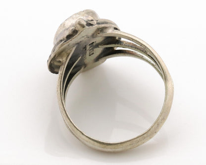 Navajo Ring .925 Silver Spiderweb Turquoise Artist Signed Circle JW C.80's