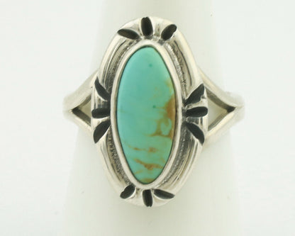 Navajo Ring .925 Silver Natural Mined Turquoise Artist Signed Gecko C.80's